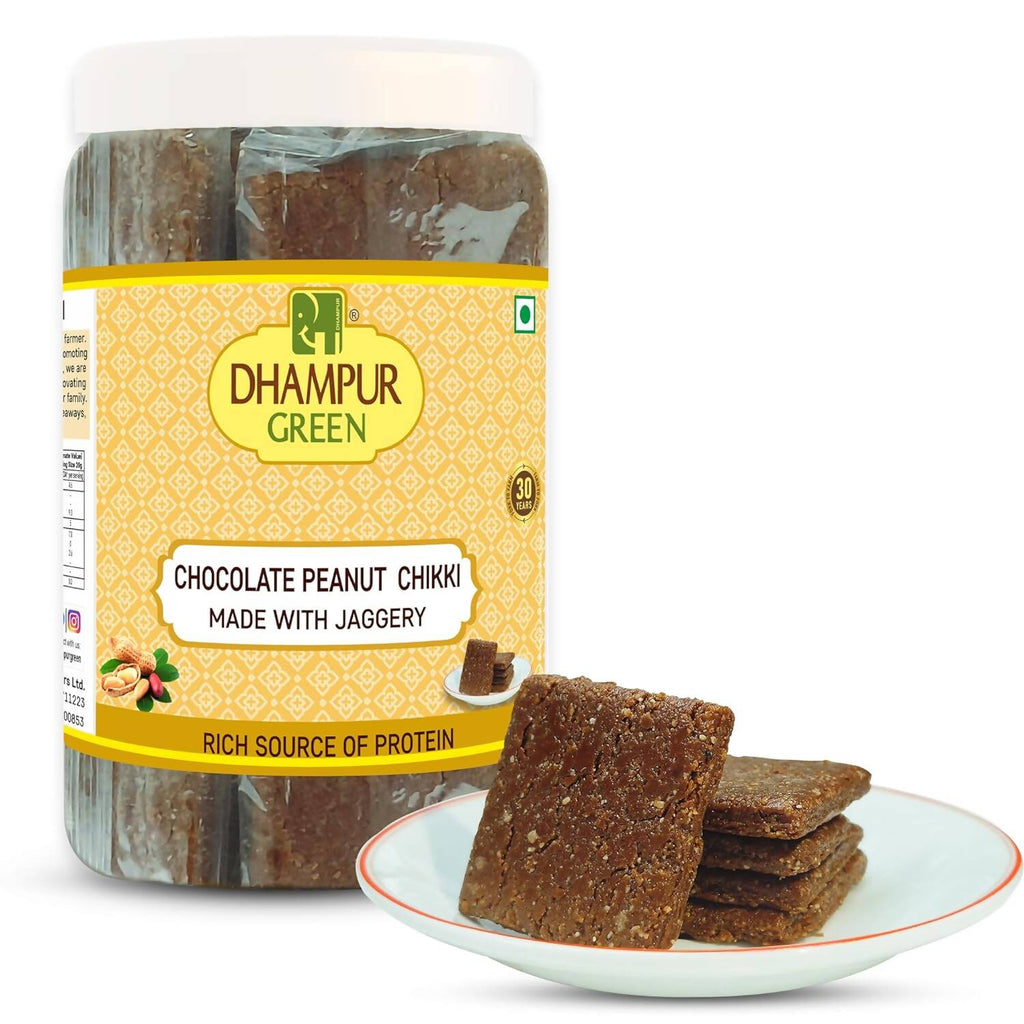 Dhampur Green Chocolate Peanut Chikki | Grocsy