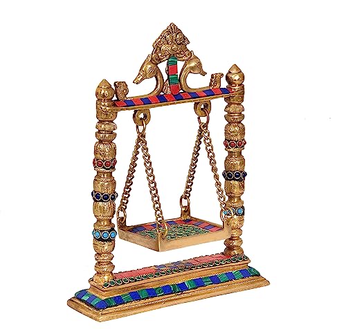 AONA Brass Swing Jhula for Ladoo Gopal Idol Krishna Statue | Grocsy