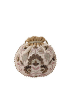 Masq Beige & Brown Embellished Embroidered Potli Clutch