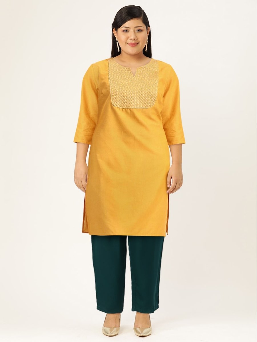 All About You Women Yoke Zari Detail Kurta | Grocsy