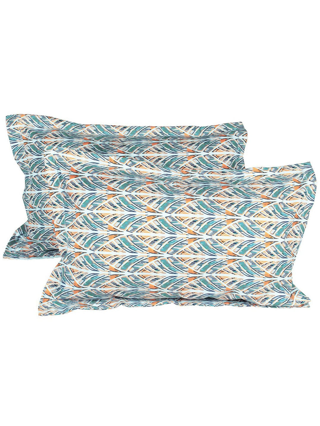 Story@home Tango Blue & White Printed 240 TC King Bedsheet with 2 Pillow Covers | Grocsy