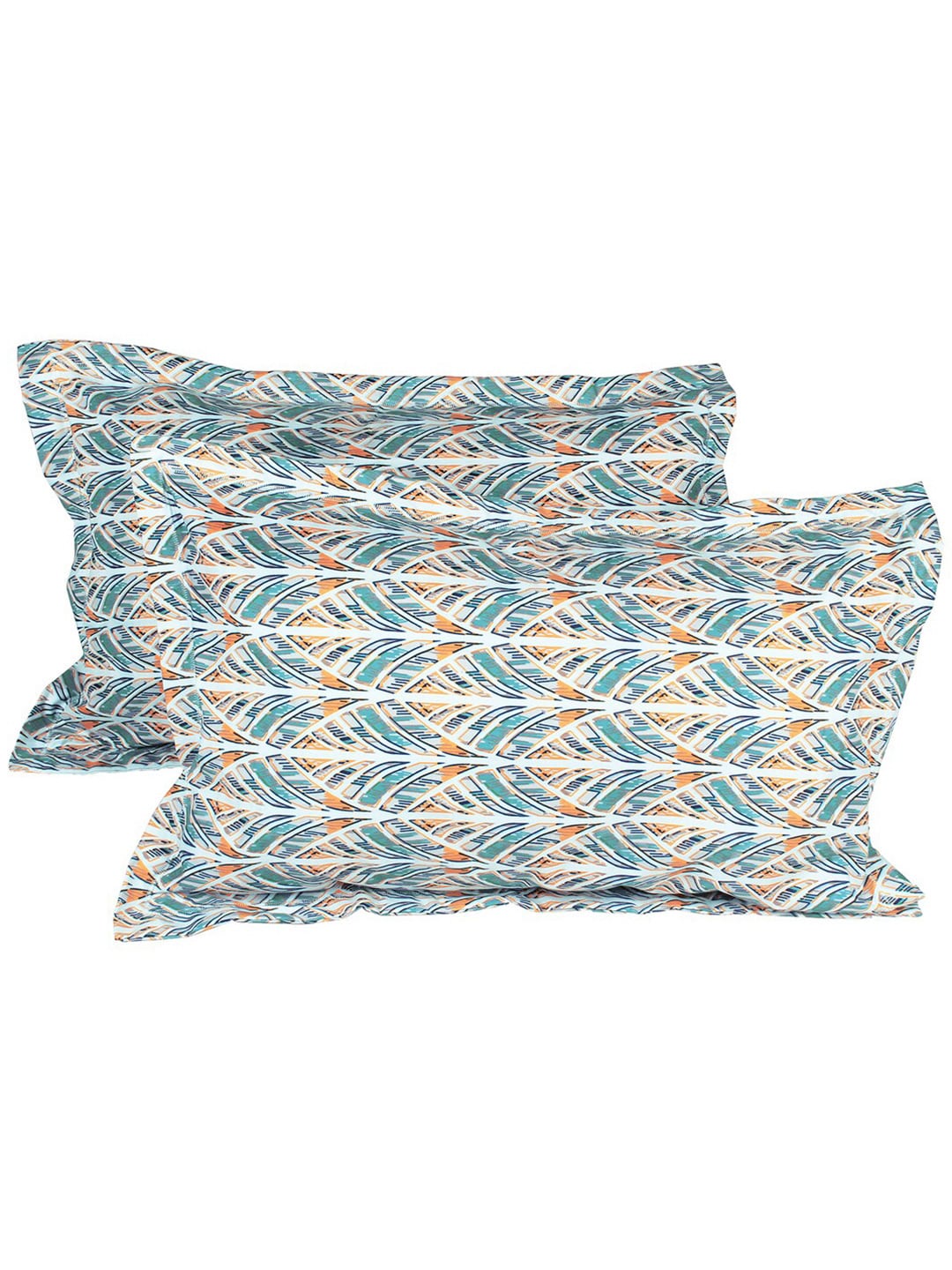 Story@home Tango Blue & White Printed 240 TC King Bedsheet with 2 Pillow Covers | Grocsy