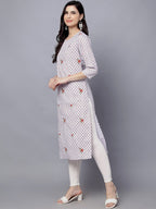 HERE&NOW Women Geometric Checked Patchwork Kurta | Grocsy