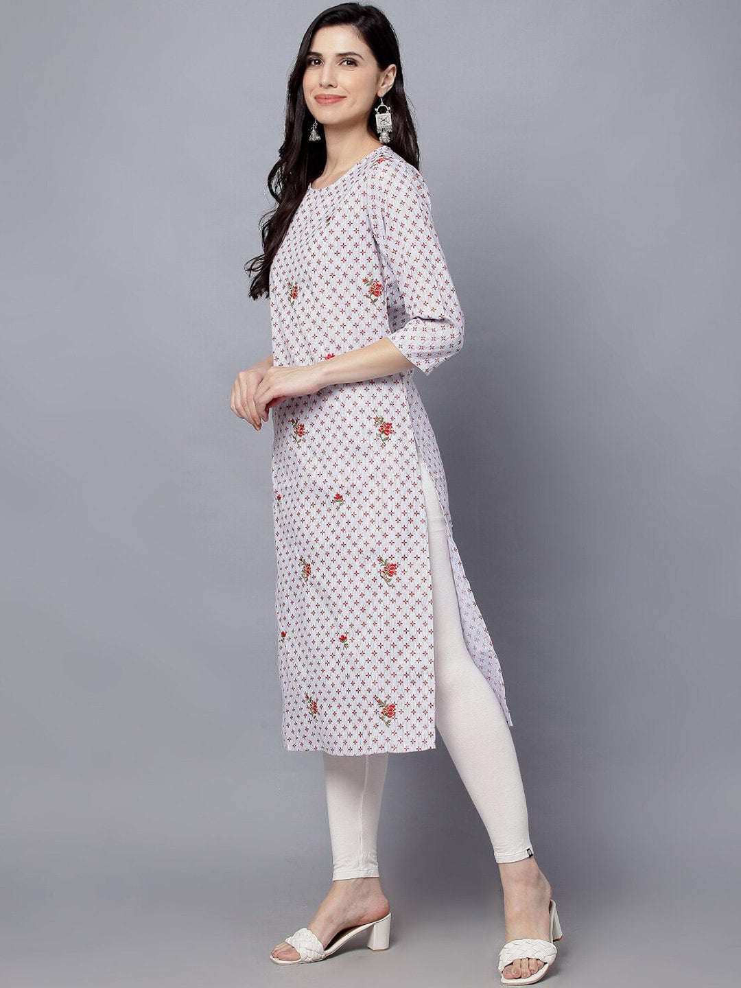 HERE&NOW Women Geometric Checked Patchwork Kurta | Grocsy