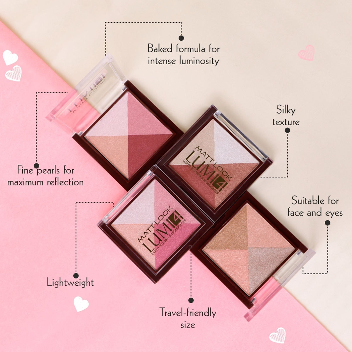 Matt Look Lumi 4 Baked Blusher & Highlighter - Golden Hours | Grocsy