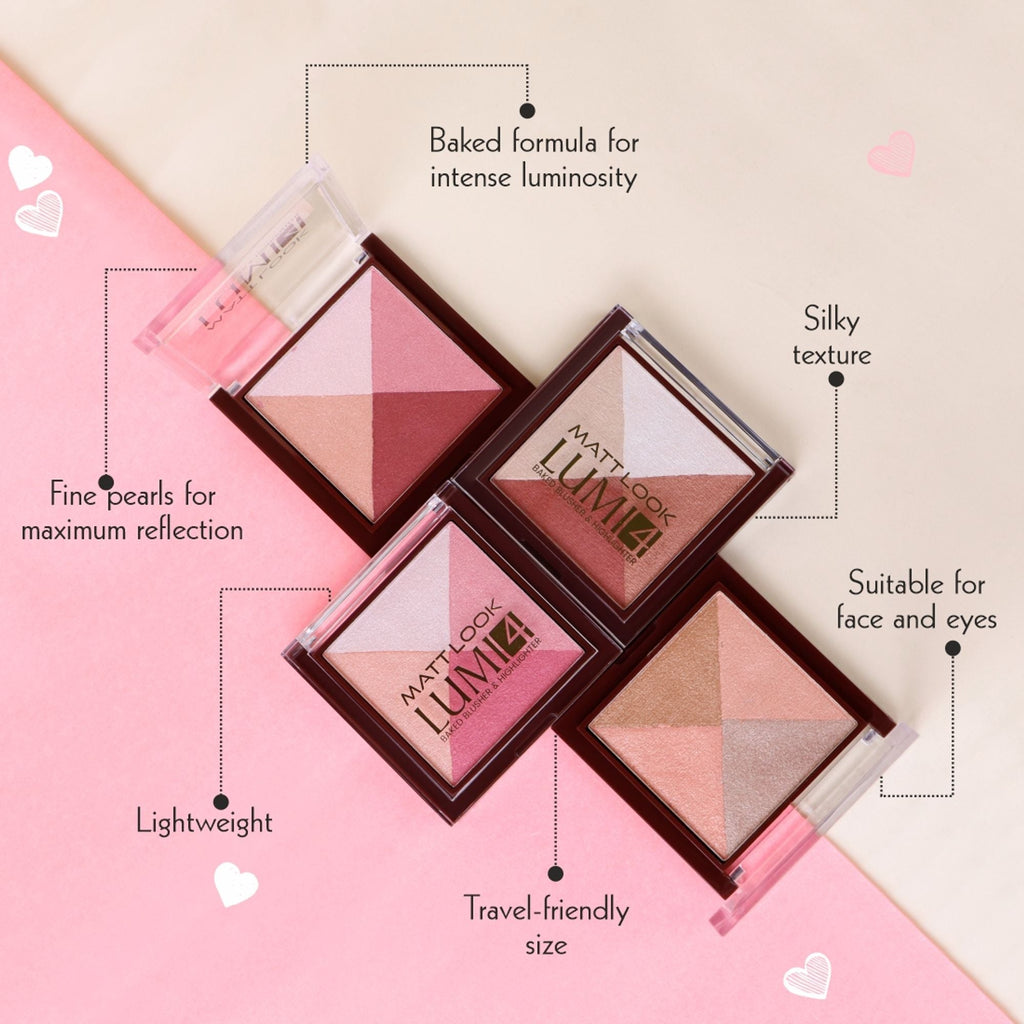 Matt Look Lumi 4 Baked Blusher & Highlighter - Cherry Pop | Grocsy
