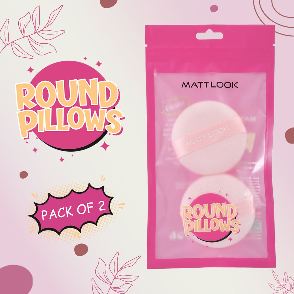 Matt Look Round Pillows Powder Pink Puff - Pack Of 2 | Grocsy