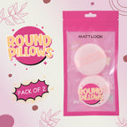 Matt Look Round Pillows Powder Pink Puff - Pack Of 2 | Grocsy