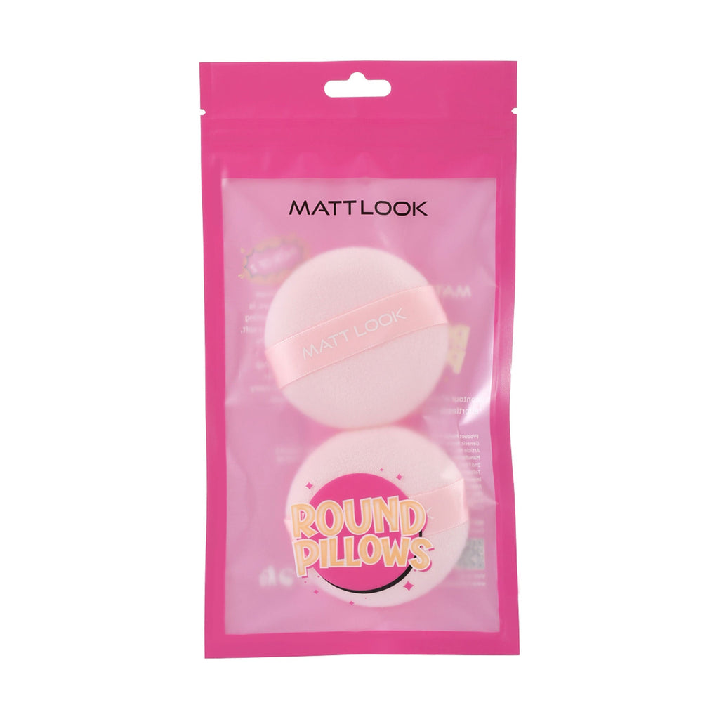 Matt Look Round Pillows Powder Pink Puff - Pack Of 2 | Grocsy