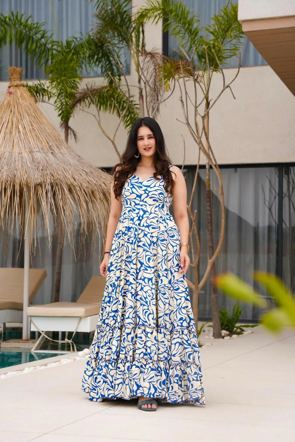 Aayaa Designer Printed Full Flared Gown - Multi Color | Grocsy