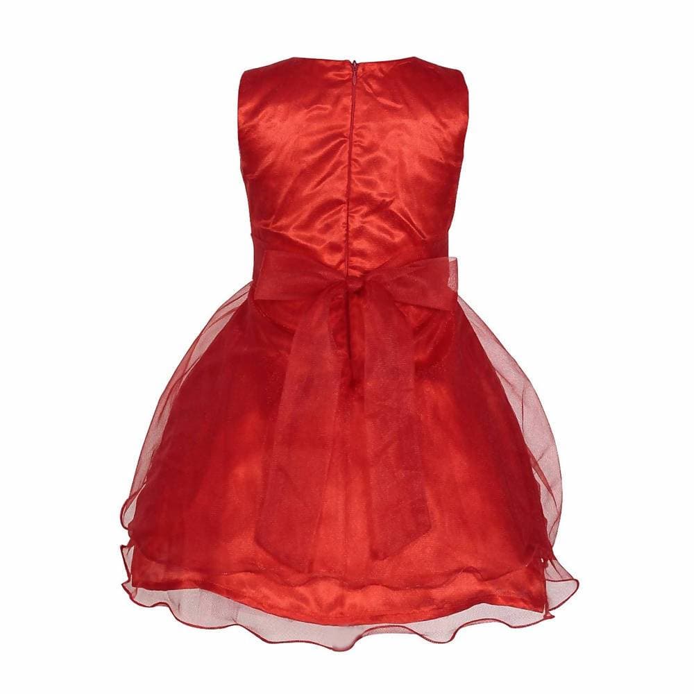 Asmaani Baby Girl's Red Color Satin Knee Length Frock (AS-DRESS-22140) | Grocsy