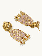 Nuyug 22K Gold-Plated Pearl Beaded Strings Floral Motifs Enamel Pendant Necklace Set | Grocsy