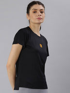 MKH Women Round Neck High Low Dri-FIT T-shirt | Grocsy