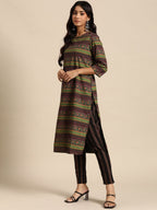 All About You Women Ethnic Motifs Printed Pure Cotton Kurta with Trousers | Grocsy