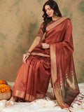 Sangria Woven Design Organza Sarees | Grocsy