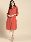 All About You Women Red Cotton Ethnic Motifs Printed Pathani Kurta | Grocsy