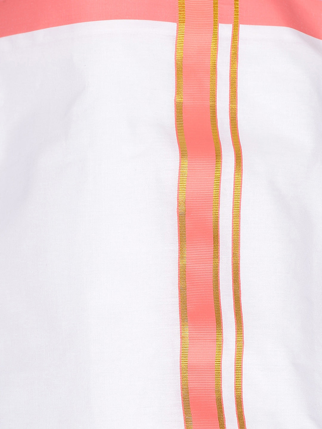 Sethukrishna Men White & Pink Solid Cotton Dhoti | Grocsy