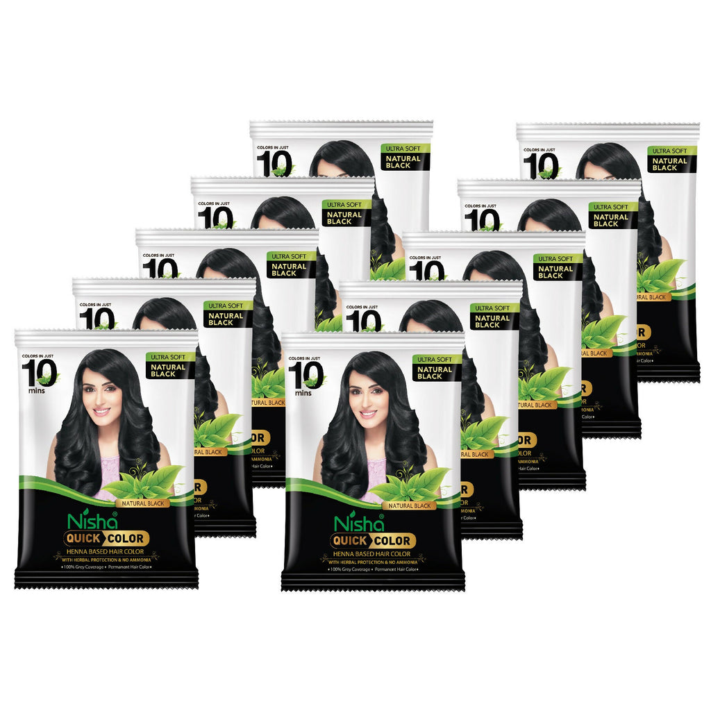 Nisha Quick Color Henna-Based Hair Color-Natural Black | Grocsy
