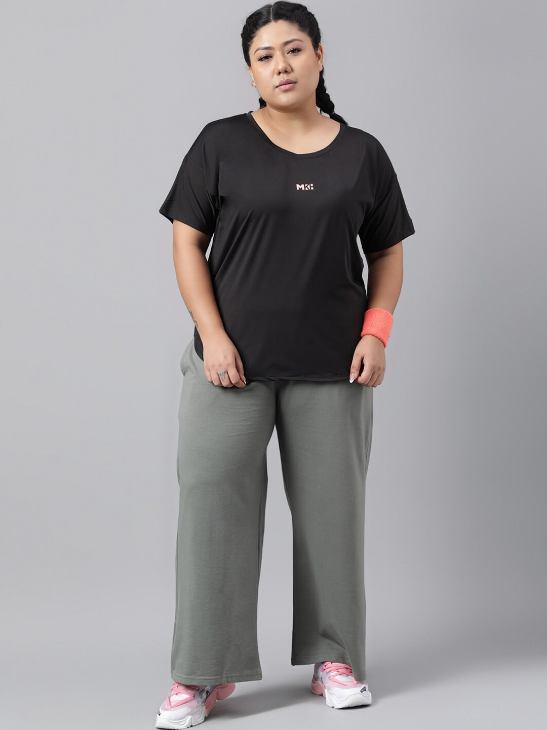 MKH Plus Size Drop Shoulder Sleeves Dri FIT Relaxed Fit Sports T-shirt | Grocsy
