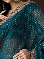 kasee Floral Embroidered Embellished Saree | Grocsy