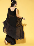 Saree Mall Black Solid Saree | Grocsy