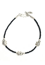 Mominos Fashion Kamal Johar Oxidised Elephant Design Silver/Black Anklets | Grocsy