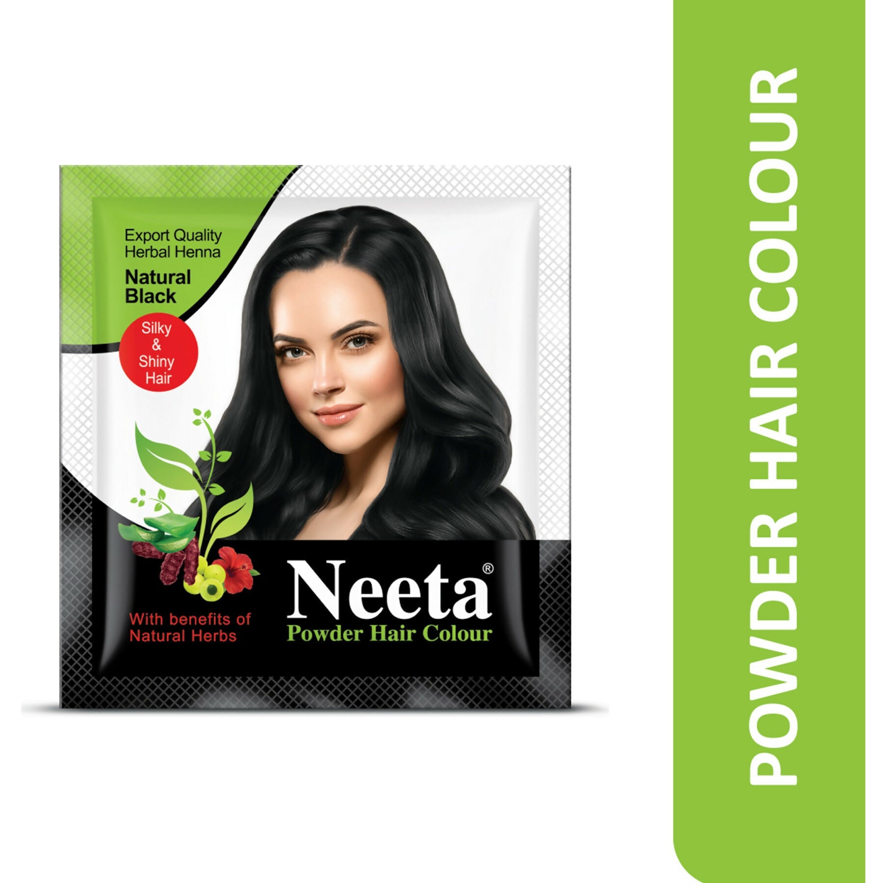 Neeta Hair Color Powder Natural Henna Based Hair Color (Pack of 12) Natural Black | Grocsy