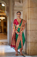 Jewel Green Soft V.P. Silk Magnum Finish, Weaving, Golden Zari Paithani Silk Saree - Rath Kadampalli | Grocsy
