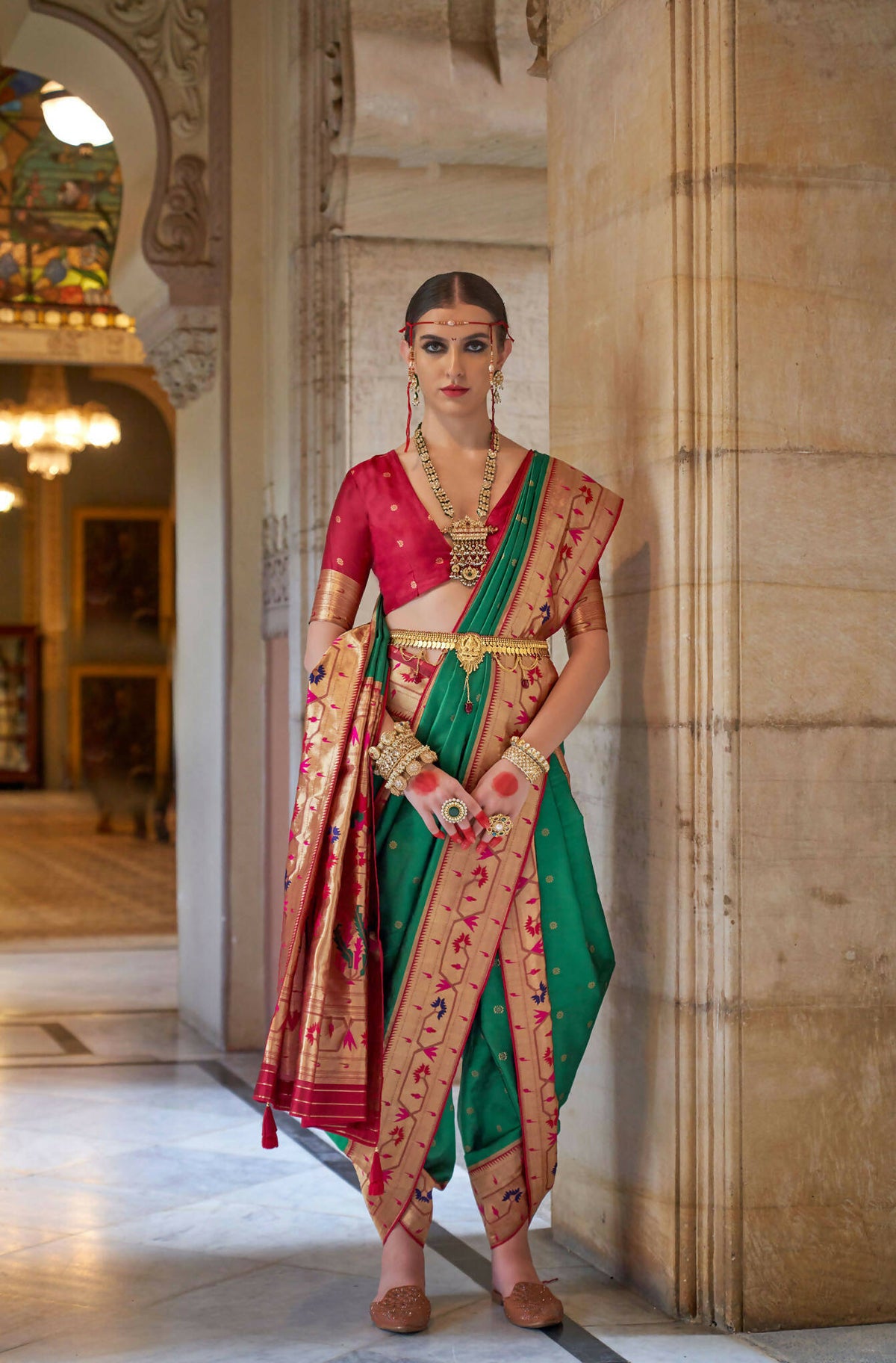Jewel Green Soft V.P. Silk Magnum Finish, Weaving, Golden Zari Paithani Silk Saree - Rath Kadampalli | Grocsy