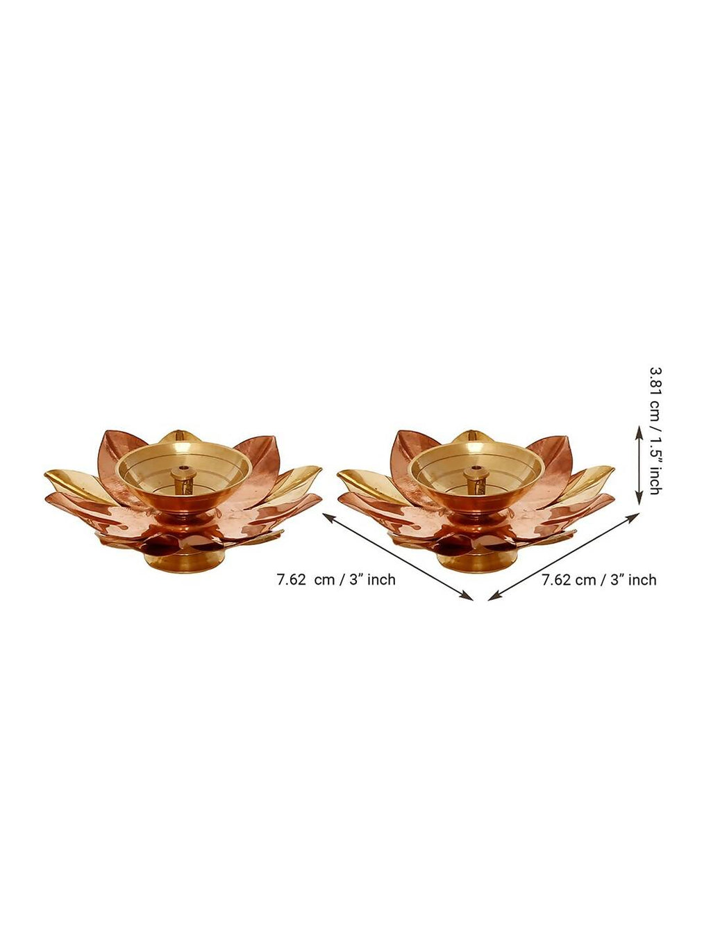 eCraftIndia Brown & Gold-Toned 2 Pcs Floral Shape Metal Diyas | Grocsy