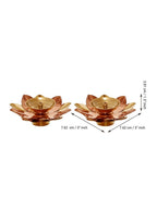eCraftIndia Brown & Gold-Toned 2 Pcs Floral Shape Metal Diyas | Grocsy