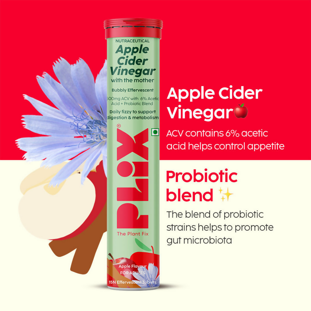 PLIX The Plant Fix Probiotics+ ACV Apple Cider Vinegar Effervescent Tablets | Grocsy