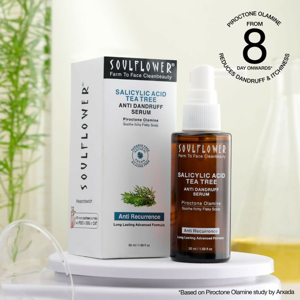 Soulflower Salicylic Acid Tea Tree Anti Dandruff Hair Serum | Grocsy