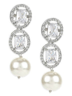 Stone Earrings with Pearls Drop- Ruby Raang | Grocsy