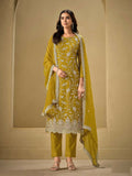 Anaita Mustard Embroidered Silk Stitched Salwar suit | Grocsy
