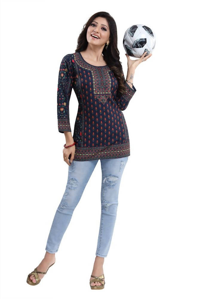 Snehal Creations Befitting Brigade Cool Printed Short Kurti Tunic | Grocsy