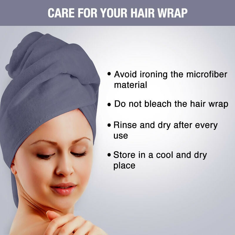 Nykaa Naturals Microfiber Hair Wrap for Frizz Free & Shiny Hair - Grey | Grocsy
