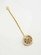 NVR Women's Gold-Polished CZ Stone-Studded Borla Maang Tikka | Grocsy