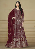 Maroon Embroidered Trendy Style Anarkali Suit - Emponline | Grocsy