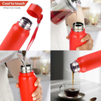 Cello Puro Steel-X Benz 900 Inner Steel Insulated Water Bottle - Red | Grocsy