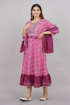 House of RP Women's Pink Cotton Kurta & Dupatta Set | Grocsy