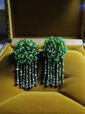 Inhanns Handmade Crystal Water Fall Earrings - Short - Dark Green Small | Grocsy