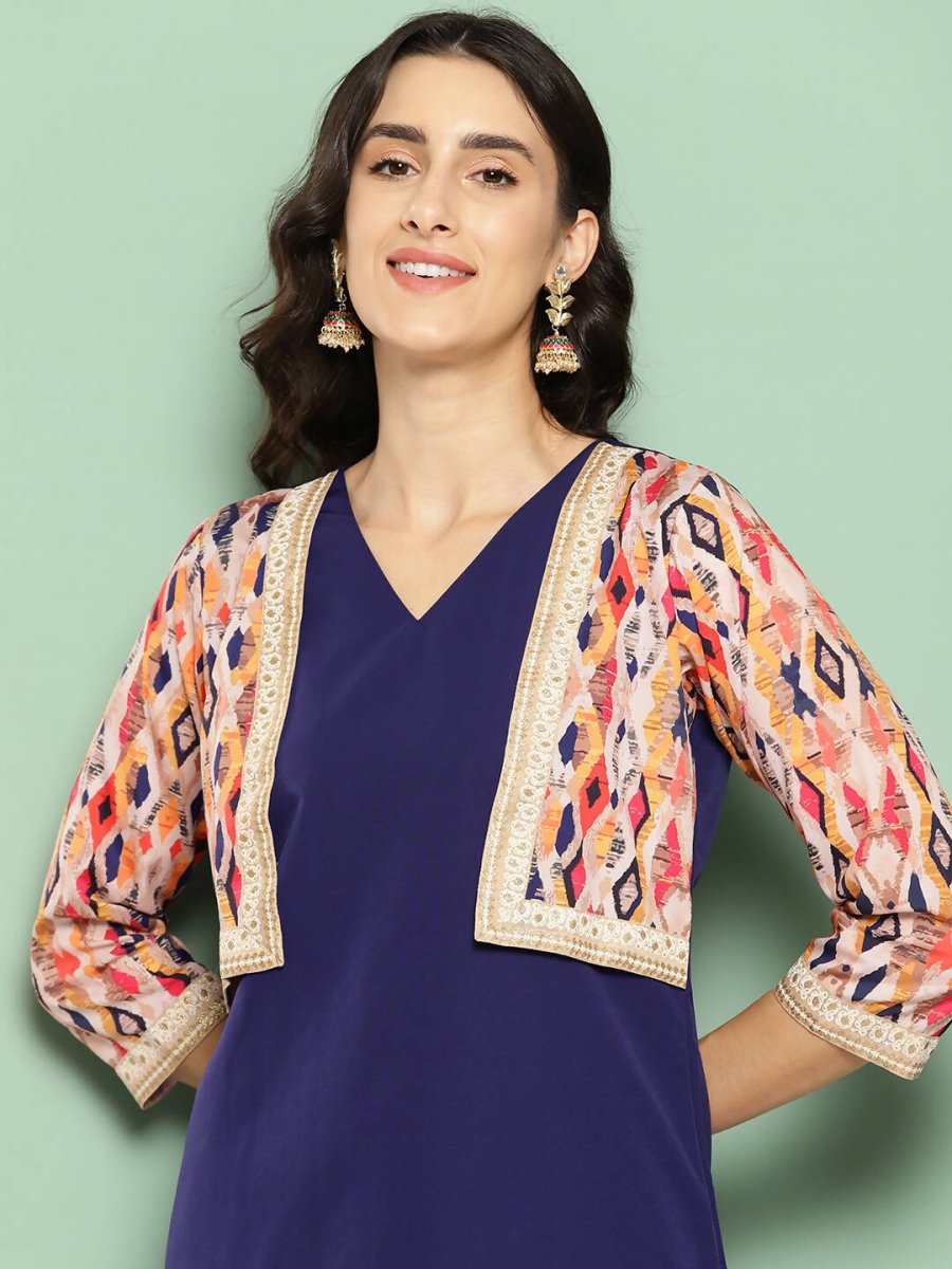 Ahalyaa Women's Traditional wear Kurta - Navy Blue | Grocsy