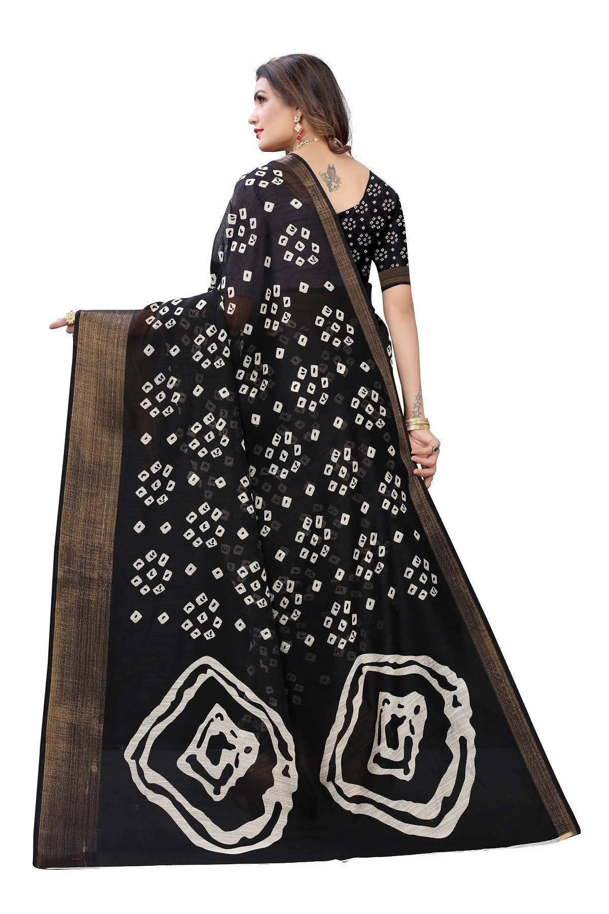 Vamika Black Linen Jari Border Saree (RADHIKA BLACK) | Grocsy
