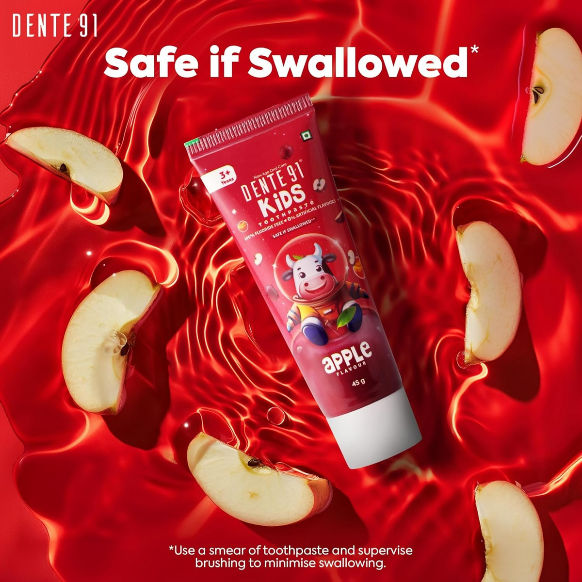 Dente91 Kids Toothpaste Protects Against Dental Caries & Hypersensitivity Fluoride Free Apple Flavour | Grocsy
