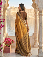Shree Shyam Fashion Mustard Silk Blend Saree | Grocsy
