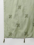 Yufta Women Olive Green Floral Printed Sequined Pure Silk Kurta with Palazzo and Dupatta | Grocsy