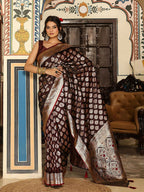 Shree Shyam Fashion Wine Silk Saree | Grocsy