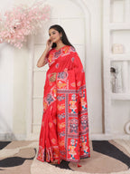 Shree Shyam Fashion Silk Blend Red Saree | Grocsy