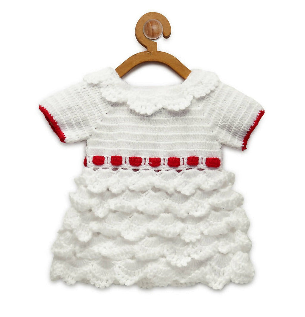 Chutput Kids Cinderella Design Solid Wool Frock - White | Grocsy